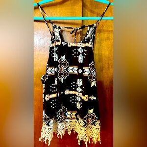 No Boundaries - XXL - Tank top - Black - Peach & turquoise